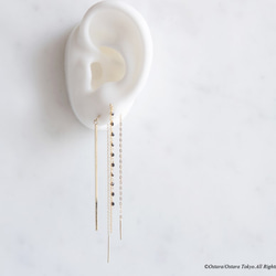 【14KGF】Ear Thread Earrings,Glossy Gold Long Stick Bar 9枚目の画像