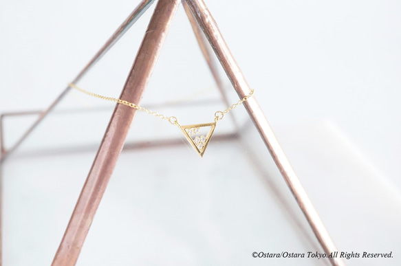 【14KGF】Necklace,CZ Triangle-Cosmic Triangle- 3枚目の画像