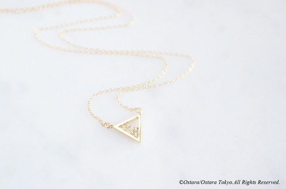 【14KGF】Necklace,CZ Triangle-Cosmic Triangle- 4枚目の画像