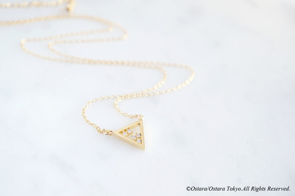 【14KGF】Necklace,CZ Triangle-Cosmic Triangle- 5枚目の画像