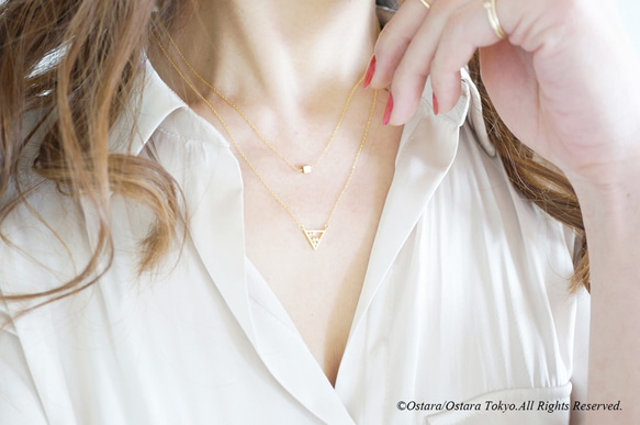 【14KGF】Necklace,CZ Triangle-Cosmic Triangle- 7枚目の画像