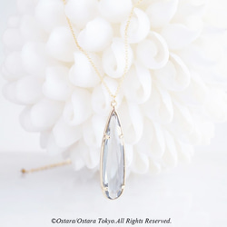 【14KGF】Necklace,Long Teardrop Glass-Gray- 2枚目の画像