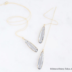 【14KGF】Necklace,Long Teardrop Glass-Gray- 7枚目の画像