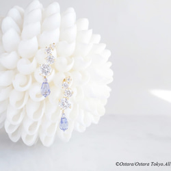 Teardrop CZ Orion Stud Earrings-Swarovski Tanzanite- 4枚目の画像