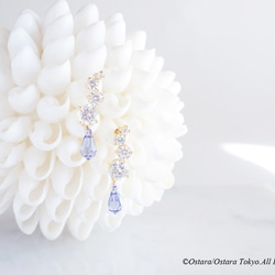 Teardrop CZ Orion Stud Earrings-Swarovski Tanzanite- 3枚目の画像