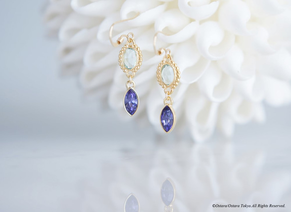 【Procida】14KGF Earrings(Erinite xTanzanite) 3枚目の画像