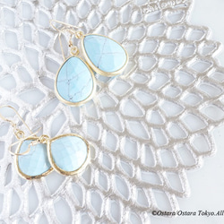 【14KGF】 Earrings,Simple Turquoise-A- 4枚目の画像