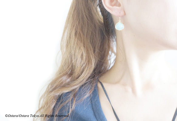 【14KGF】 Earrings,Simple Turquoise-A- 3枚目の画像