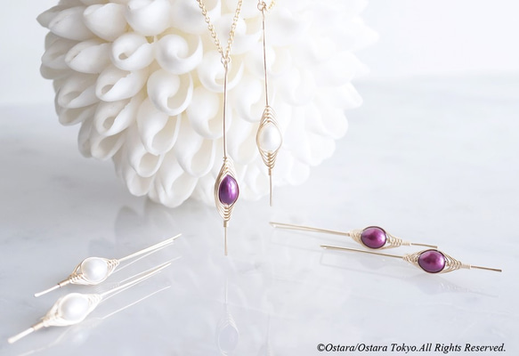 【Tsubomi】14KGF Choker Necklace-Purple Pearl- 2枚目の画像