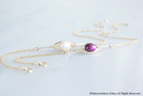 【Tsubomi】14KGF Bracelet-Purple Pearl- 4枚目の画像