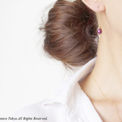 【Tsubomi】14KGF Earrings-A-"Purple Pearl" 1枚目の画像