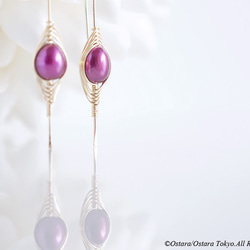 【Tsubomi】14KGF Earrings-A-"Purple Pearl" 2枚目の画像