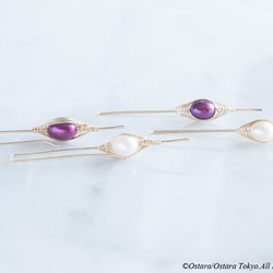 【Tsubomi】14KGF Earrings-A-"Purple Pearl" 5枚目の画像