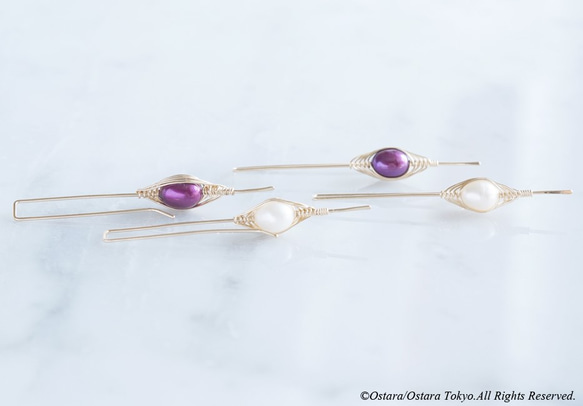 [Tsubomi] 14KGF 耳環-A-“紫珍珠” 第5張的照片