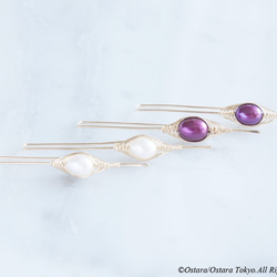 【Tsubomi】14KGF Earrings-A-"Purple Pearl" 6枚目の画像