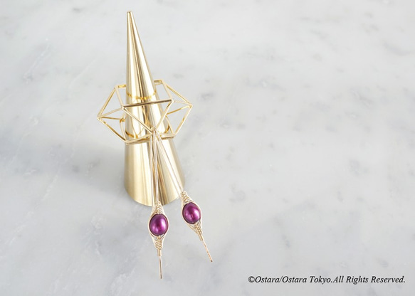 【Tsubomi】14KGF Earrings-A-"Purple Pearl" 8枚目の画像