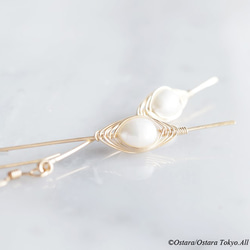 [Tsubomi] 14KGF 耳環-B-“白珍珠” 第3張的照片