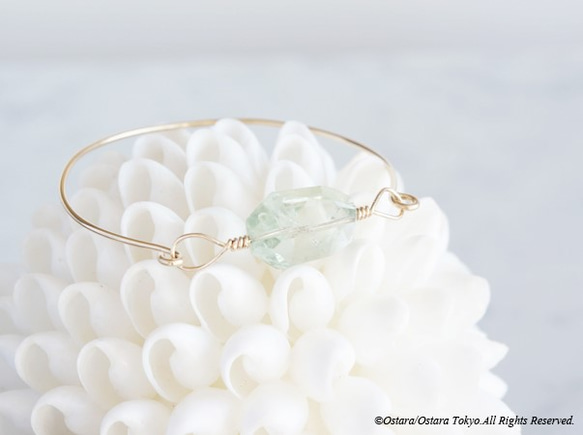 【14KGF】Wire Bangle, Gemstone AAA Green Amethyst 4枚目の画像