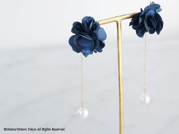 【14KGF】Ear Thread Earring,Flower Pearl 3枚目の画像