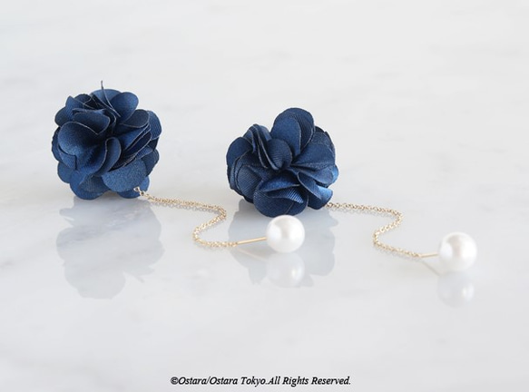 【14KGF】耳線耳環、花朵珍珠 第4張的照片