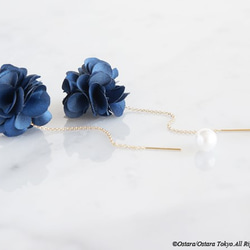 【14KGF】Ear Thread Earring,Flower Pearl 1枚目の画像