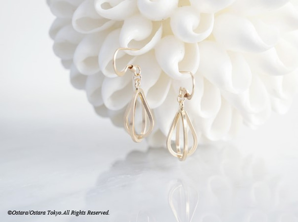 【14KGF】Earrings-14KGF Double Teardrop Birdcage- 2枚目の画像