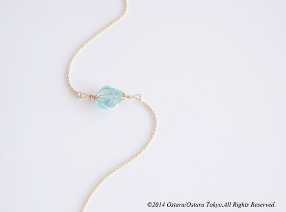 【14KGF】Looping Wire Bracelet,Gemstone -AAA Blue Apatite- 1枚目の画像