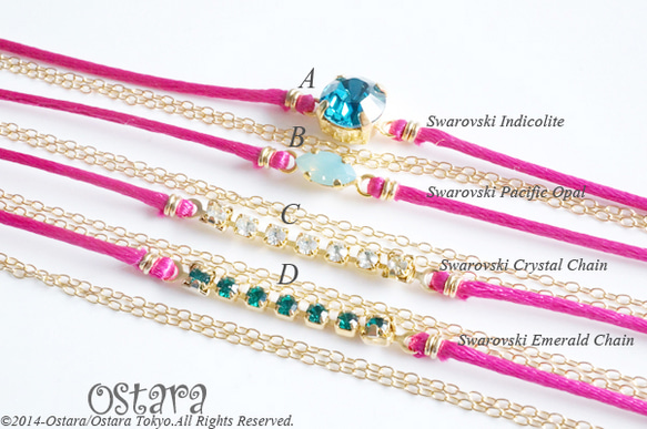 -Hot Pink- Bijou "Bracelet" OR "Anklet" 1枚目の画像