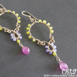 【14KGF】Earrings,Hammered Teardrop,AAA Ruby Briolette Cut 3枚目の画像