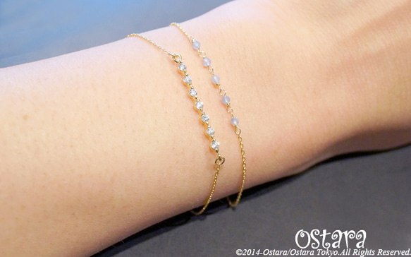 【14KGF】Bracelet,16KGP Cubic Zirconia Bar 4枚目の画像