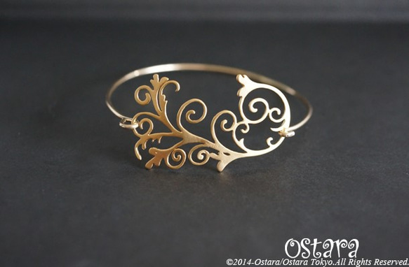 【14KGF】 Wire Bangle,Filigree"C" 4枚目の画像