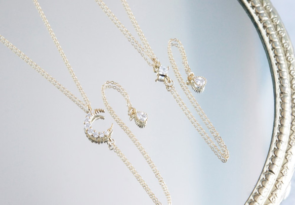 【14KGF】Simple Diamond Shaped CZ Y-Necklace 3枚目の画像