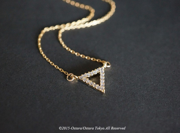 【14KGF】Necklace,,CZ Triangle 1枚目の画像