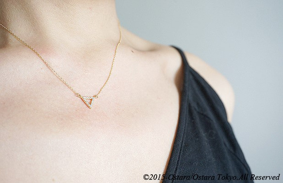 【14KGF】Necklace,,CZ Triangle 4枚目の画像