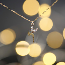 【14KGF】Necklace,CZ Tiny Tinker Bell 1枚目の画像