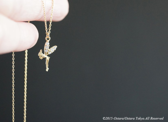 【14KGF】Necklace,CZ Tiny Tinker Bell 3枚目の画像