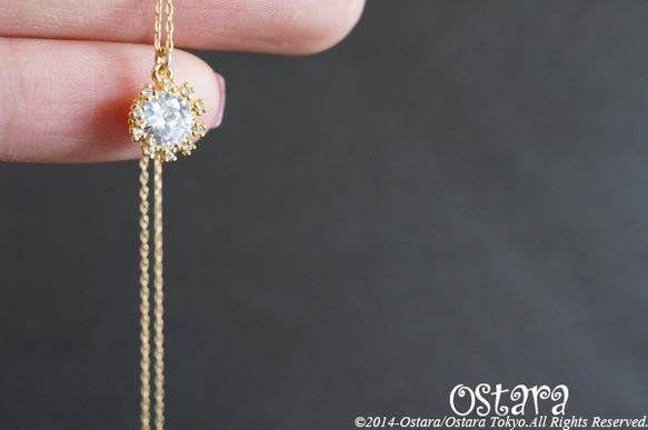 【14KGF】Necklace,16KGP Cubic Zirconia Round 第2張的照片