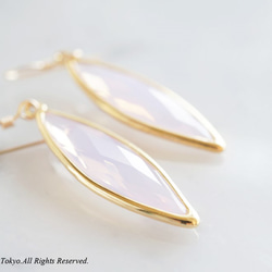 【14KGF】Earrings,-Marquise,Pink Opal- 2枚目の画像