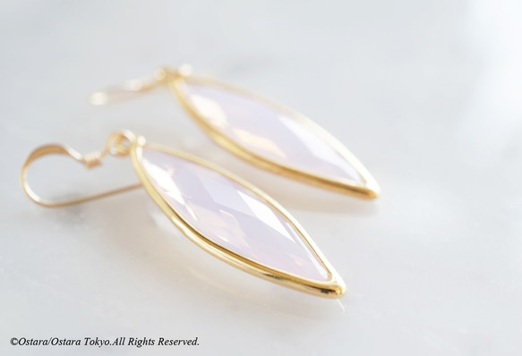 【14KGF】Earrings,-Marquise,Pink Opal- 2枚目の画像