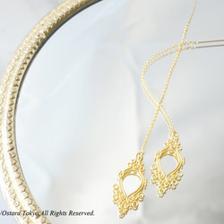 【14KGF/Siver925】Ear Thread Earrings -Elegant Filigree- 1枚目の画像