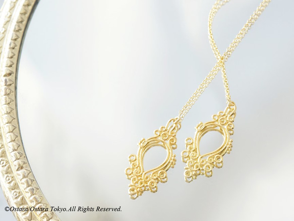 【14KGF/Siver925】Ear Thread Earrings -Elegant Filigree- 3枚目の画像