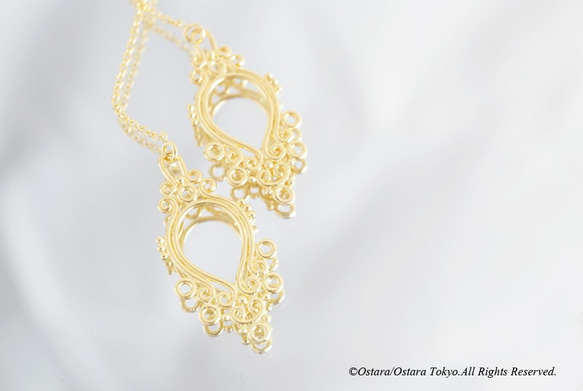 【14KGF/Siver925】Ear Thread Earrings -Elegant Filigree- 5枚目の画像