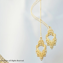 【14KGF/Siver925】Ear Thread Earrings -Elegant Filigree- 4枚目の画像