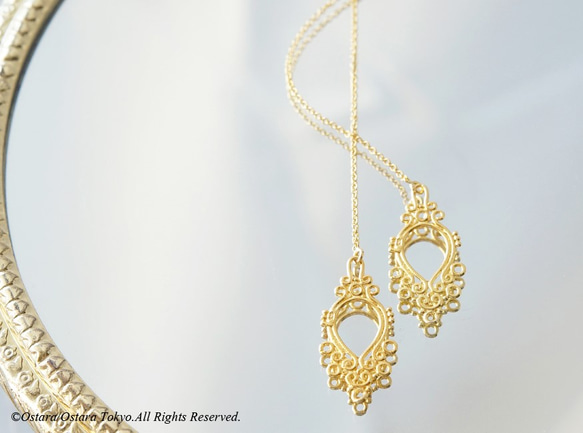 【14KGF/Siver925】Ear Thread Earrings -Elegant Filigree- 4枚目の画像