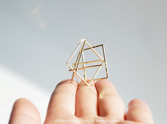 【Geo】14KGF Necklace,-3D Gold Geometry- 4枚目の画像