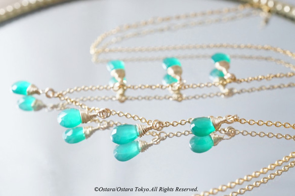 【14KGF Choker Necklace】-Gemstone Green Onyx- 3枚目の画像