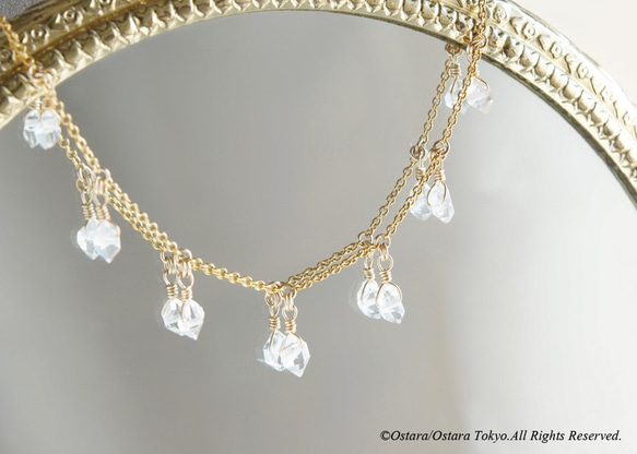 【14KGF Choker Necklace】-Gemstone,Dream Crystal, NY Herkimerd 1枚目の画像