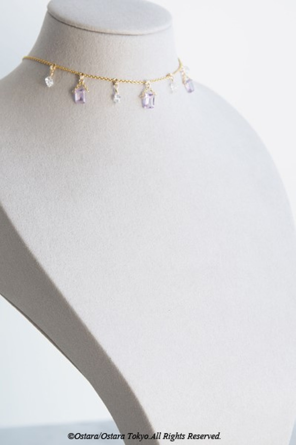 【14KGF Choker Necklace】-Gemstone,Dream Crystal , NY Herkimer 5枚目の画像