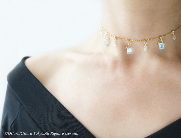 【14KGF Choker Necklace】-Gemstone,Dream Crystal , NY Herkimer 6枚目の画像