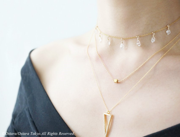 【14KGF Choker Necklace】-Gemstone,Dream Crystal , NY Herkimer 8枚目の画像